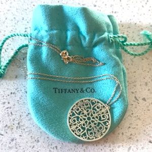 Tiffany sterling silver rosette medallion necklace